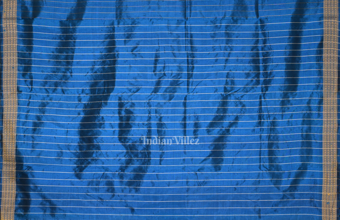 Indigo Blue Floral Odisha Ikat Khandua Silk Saree 