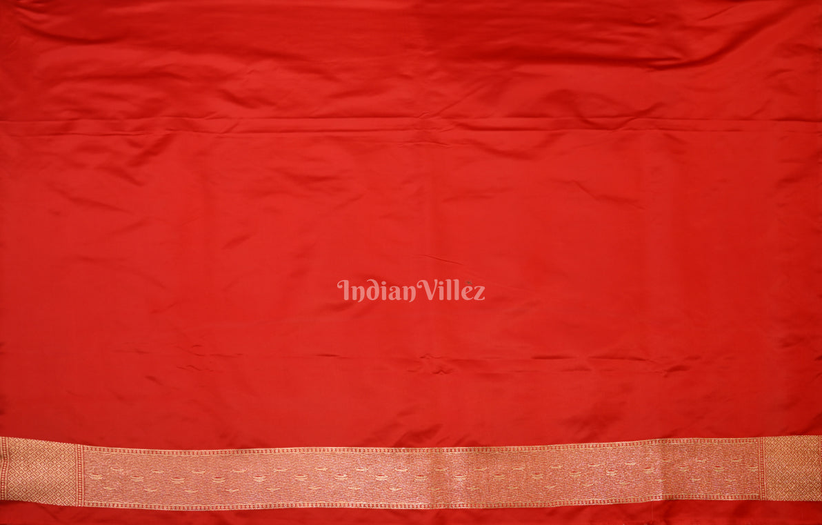 Red Handwoven Banarasi Katan Silk Saree with Kashi Ghat Weaves 