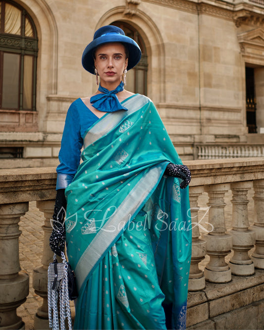 Rama Blue Kanjivaram South Soft Silk Saree