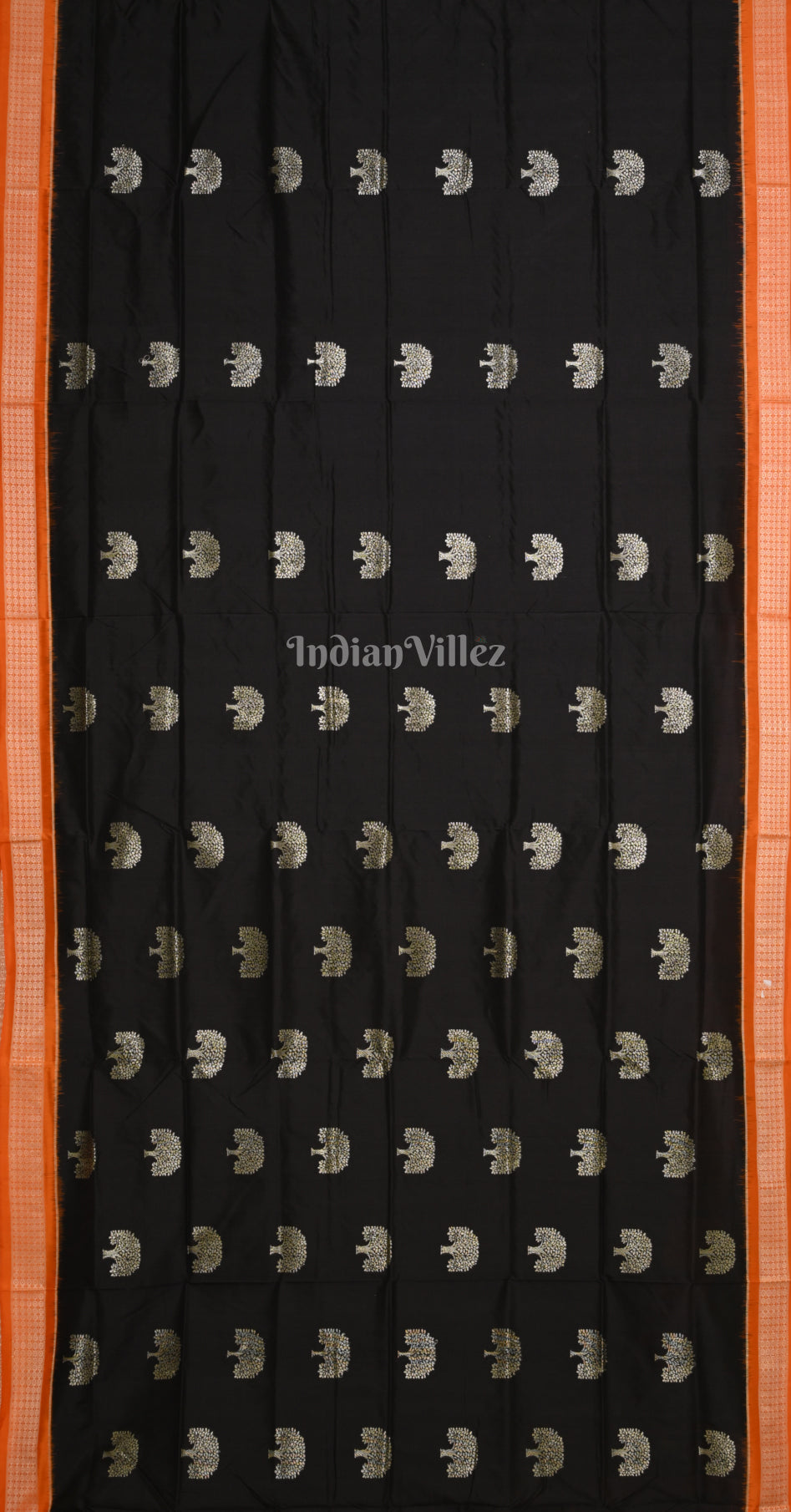 Red Orange Banyan Tree Motif Odisha Ikat Sambalpuri Silk Saree 