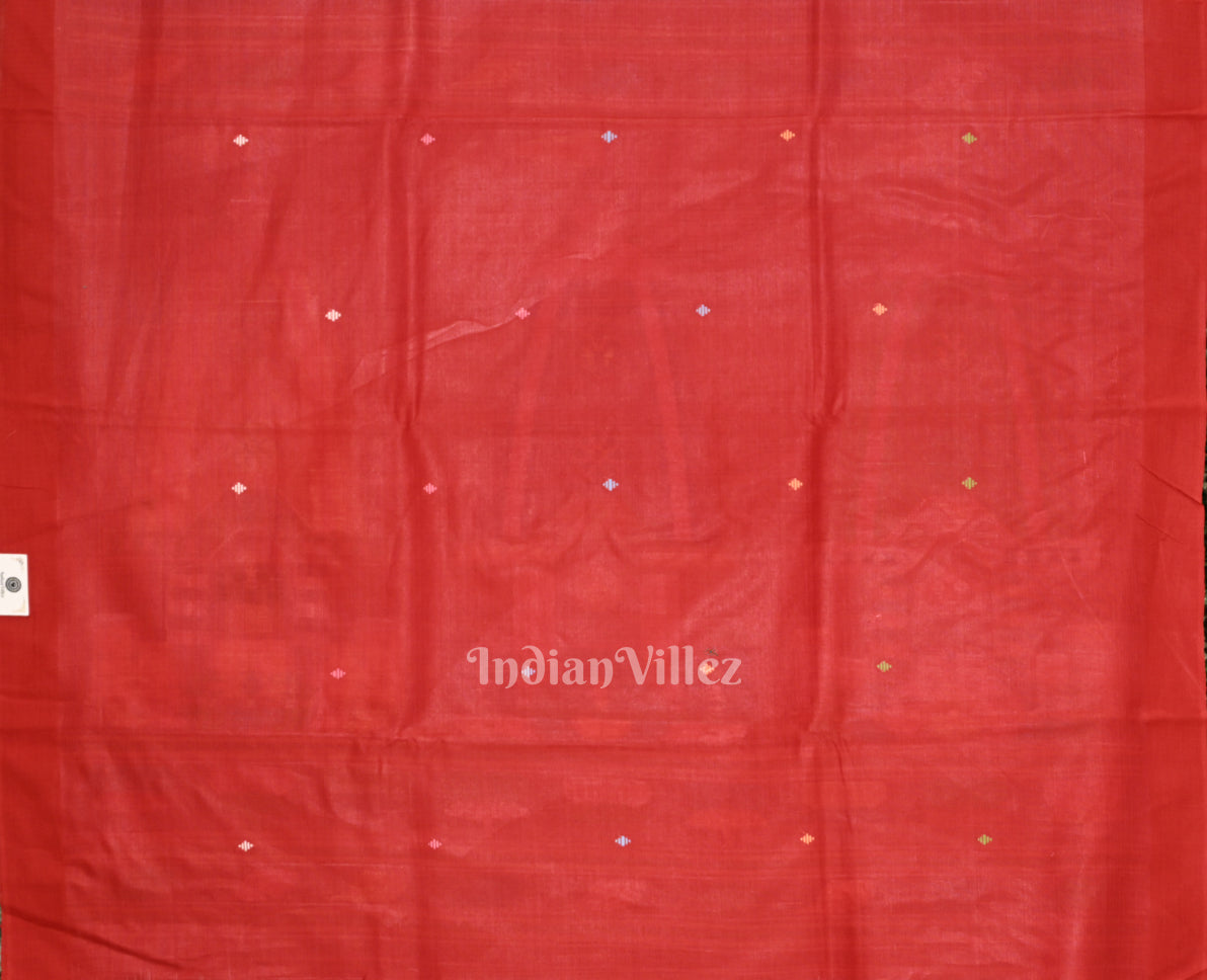 Blue Tussar Silk Saree with Red Shree Jagannath Ratha Yatra Anchal