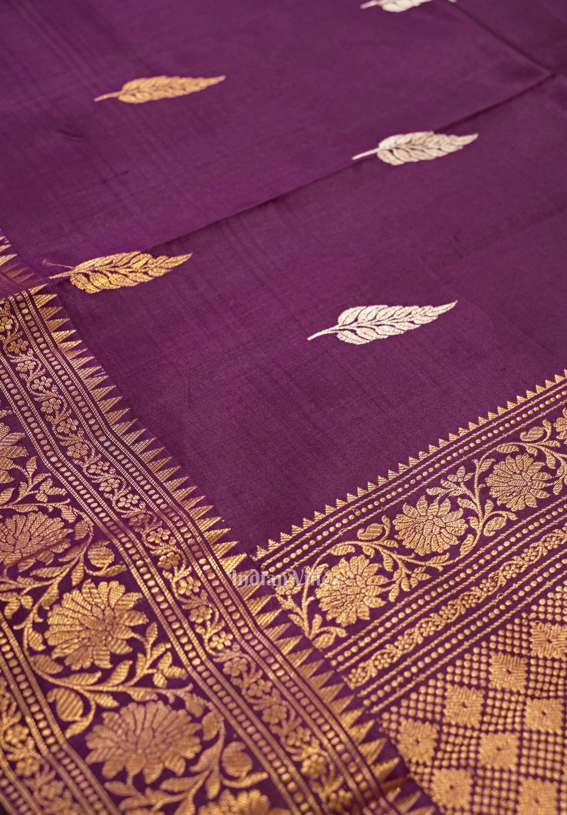 Purple Designer Katan Banarasi Silk Saree