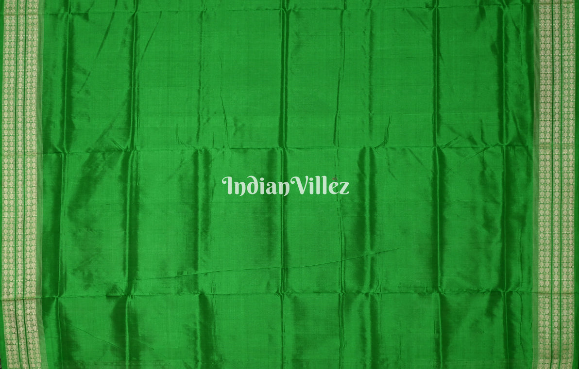 White Magenta Pink Green Ashwini Odisha Ikat Sambalpuri Silk Saree 