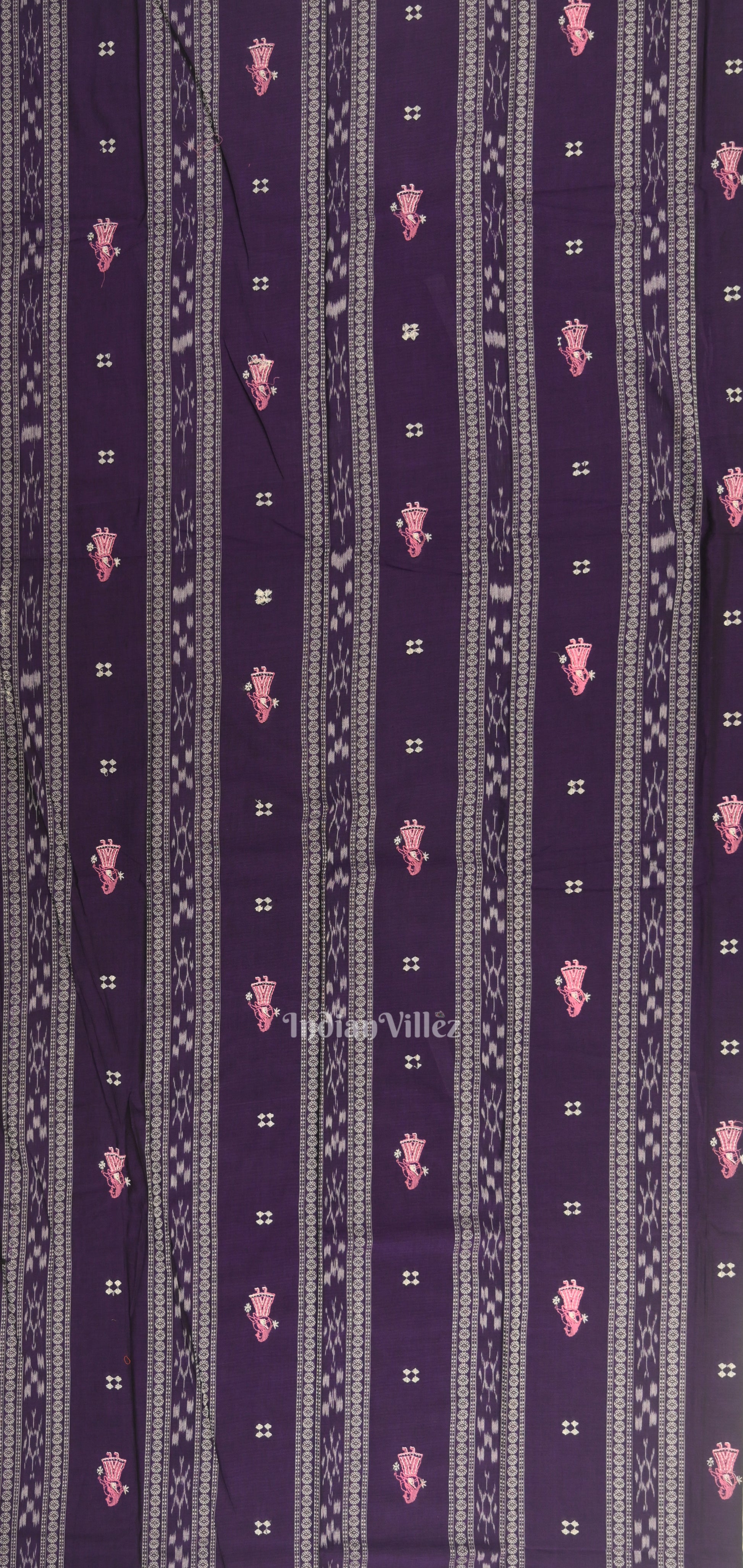 Navy Blue with Pink Doll Odisha Ikat  Sambalpuri Dress Material & Dupatta