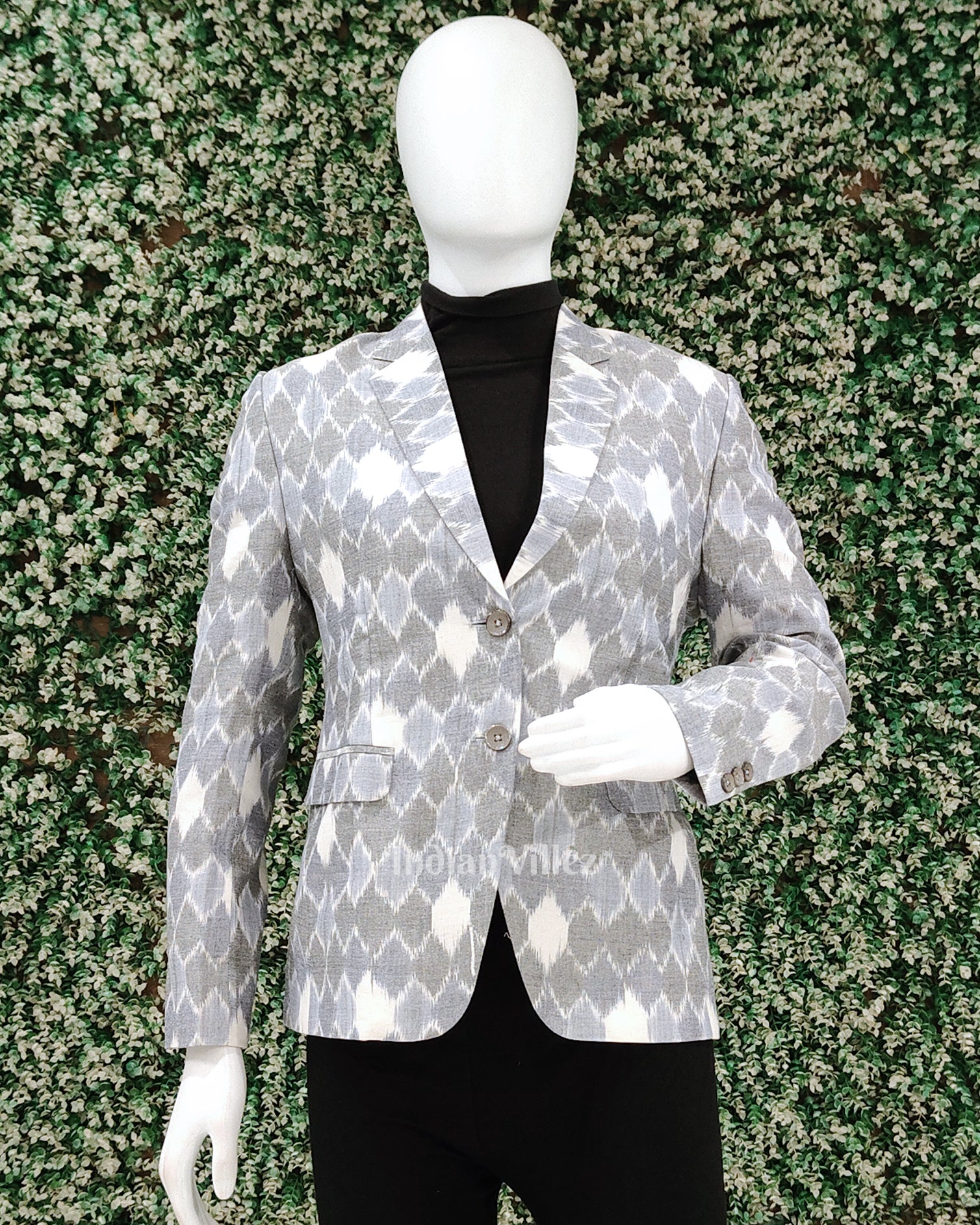 Gray Odisha Ikat Women's Designer Blazer
