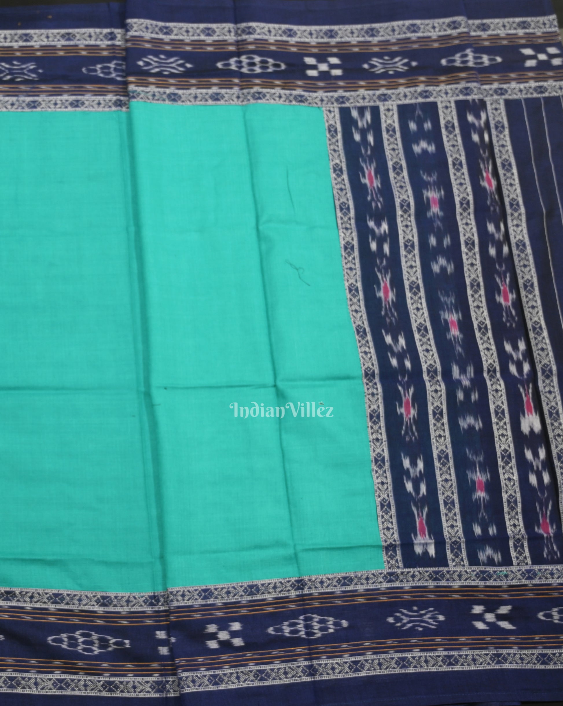  Blue Green Pasapali Sambalpuri Cotton Dress set with Dupatta