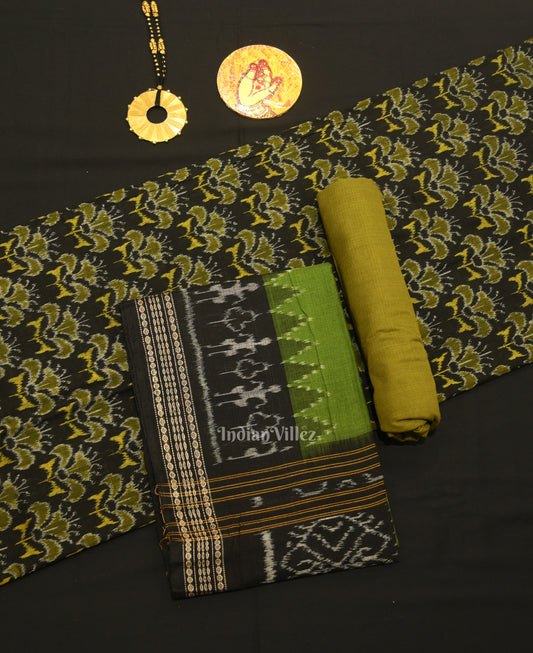 Black Mehendi Odisha Ikat Sambalpuri Dress Set & Dupatta