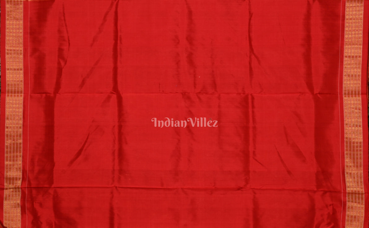Rust Orange Red Nabakothi Odisha Ikat Sambalpuri Tissue Silk Saree