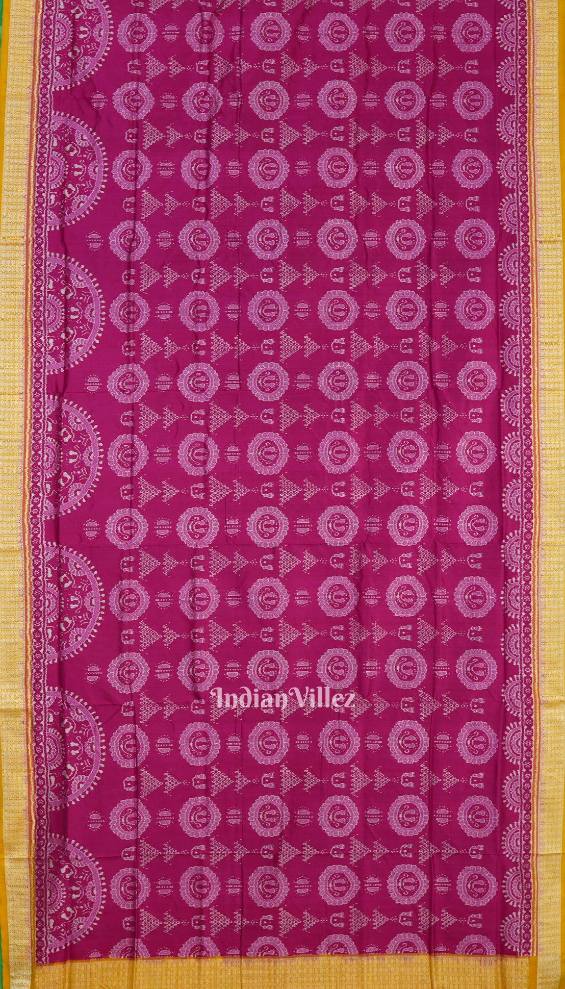 Rani Pink with Mustard Yellow Laxmi Pada Sambalpuri Silk Saree