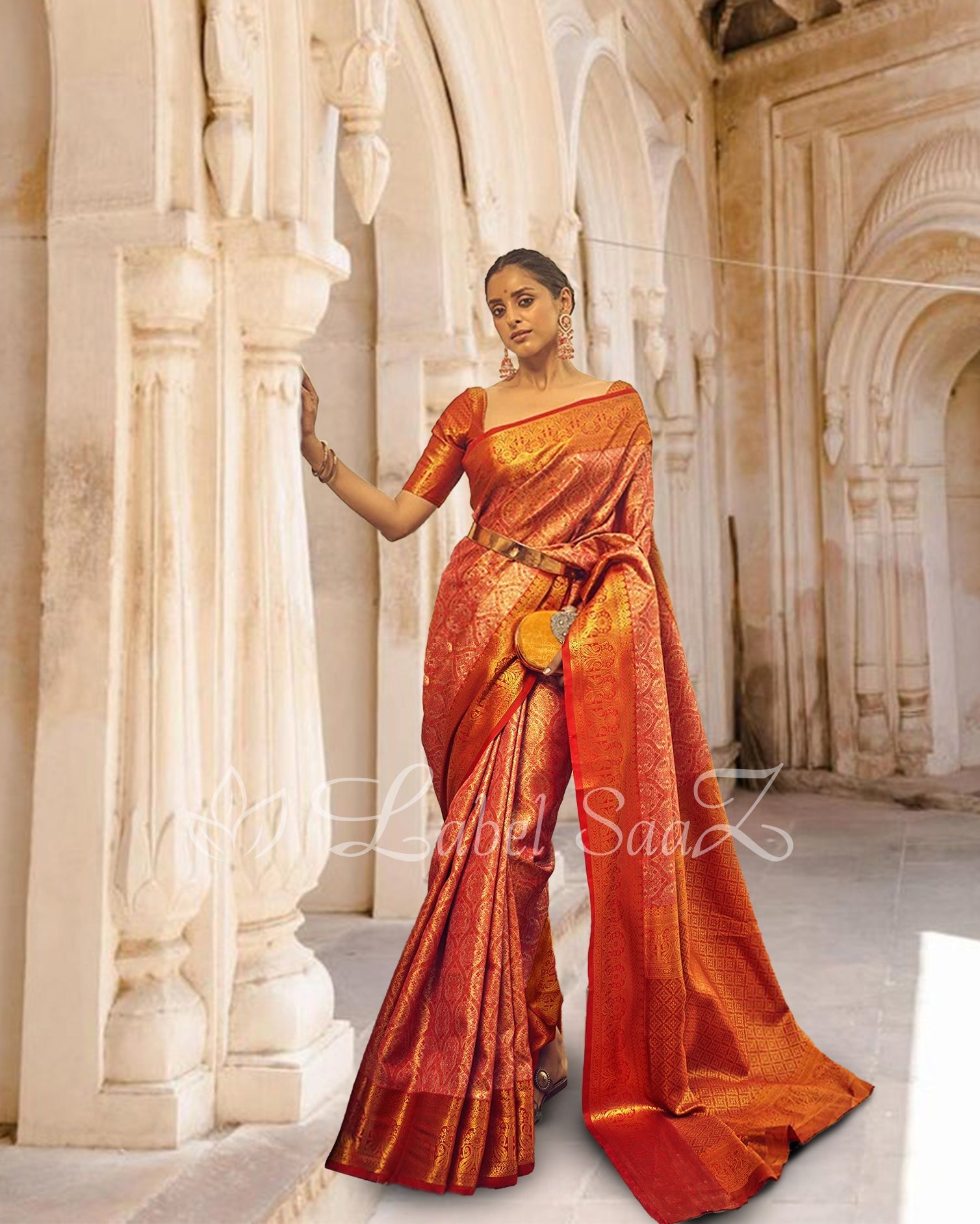 Dark Pastel Red Multicolor Banarasi Handloom Rich Zari Weaving Silk Saree