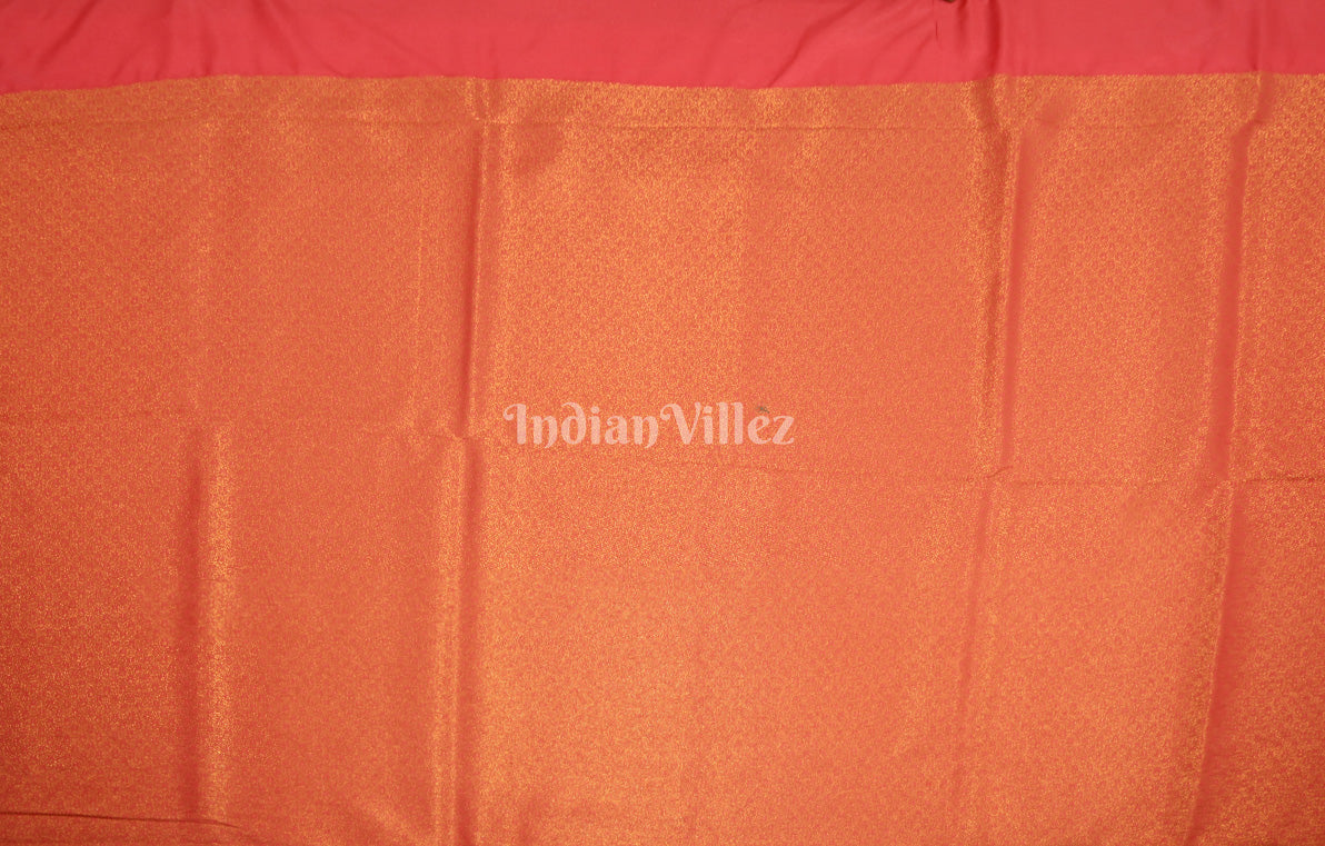 Orange Red Kanjivaram Silk Saree with Brocade Pallu 