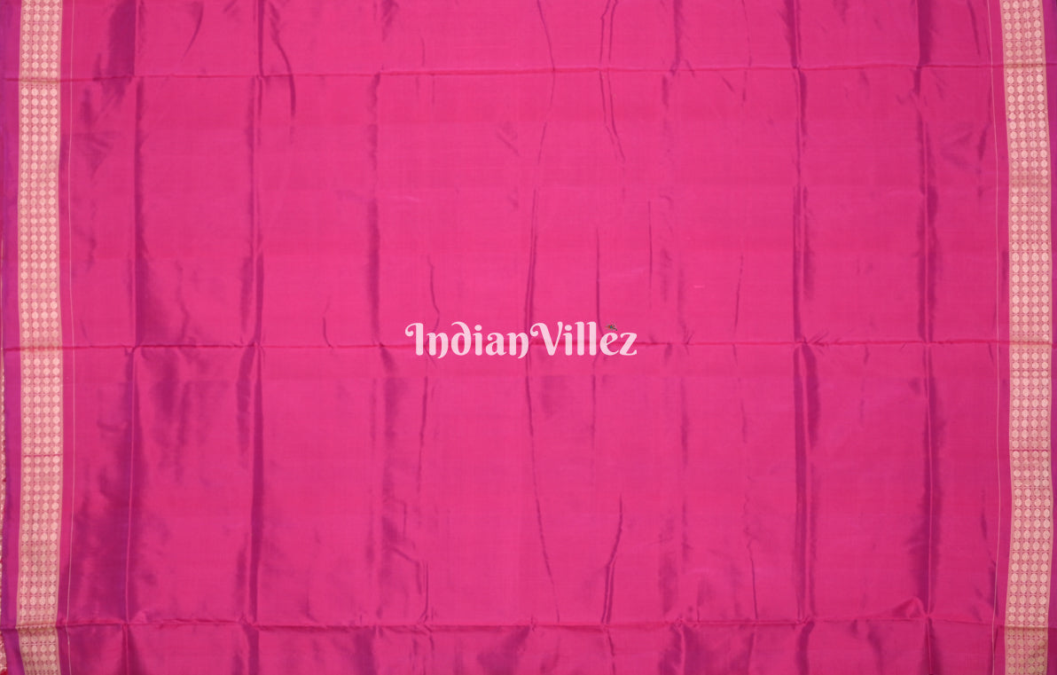 Rani Pink Natural Dyed Odisha Ikat Sambalpuri Silk Saree ( 7 Wonders of the World) 