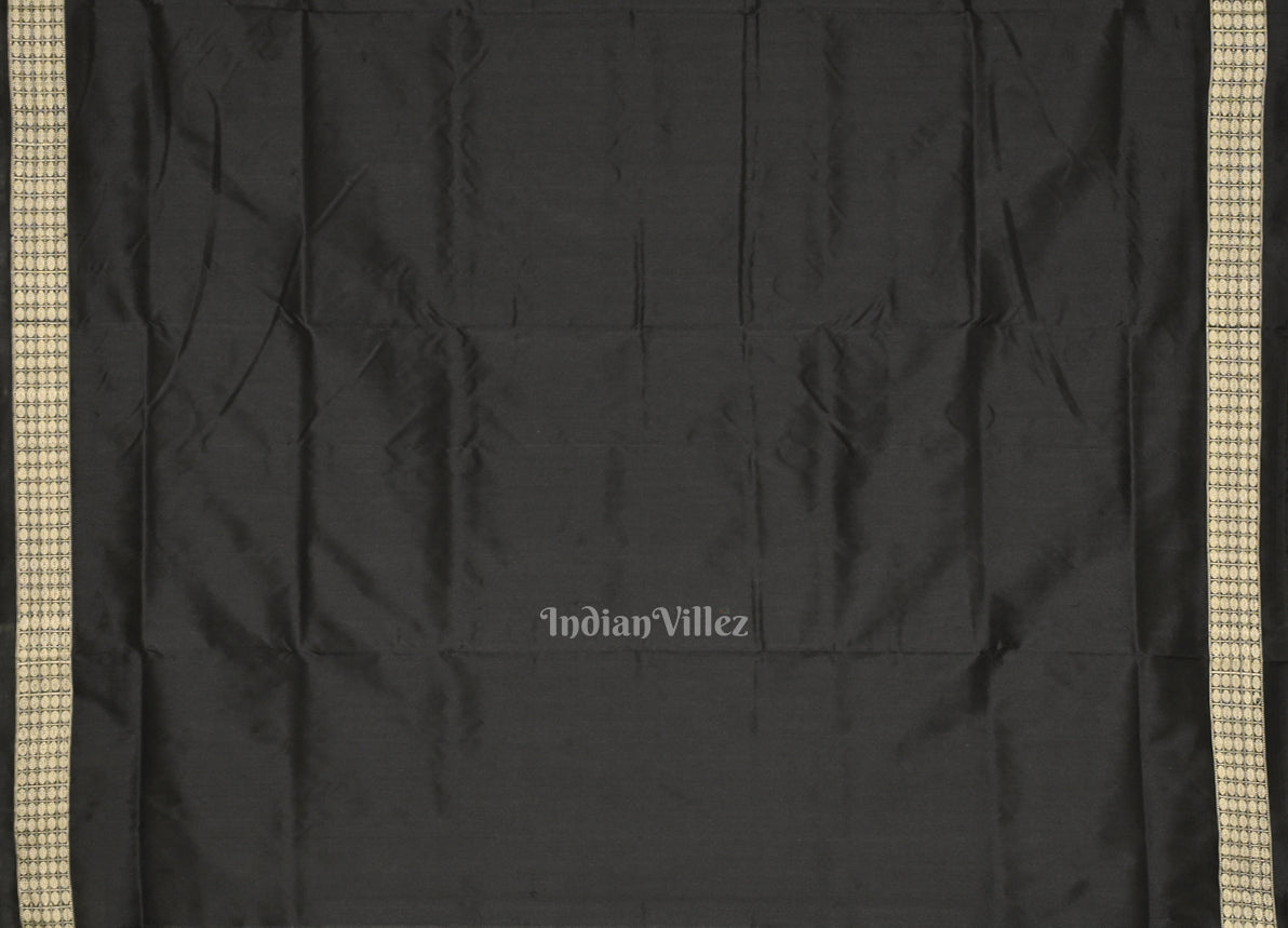 Grey Black Dolabedi Bomkai Sambalpuri Ikat Silk Saree 