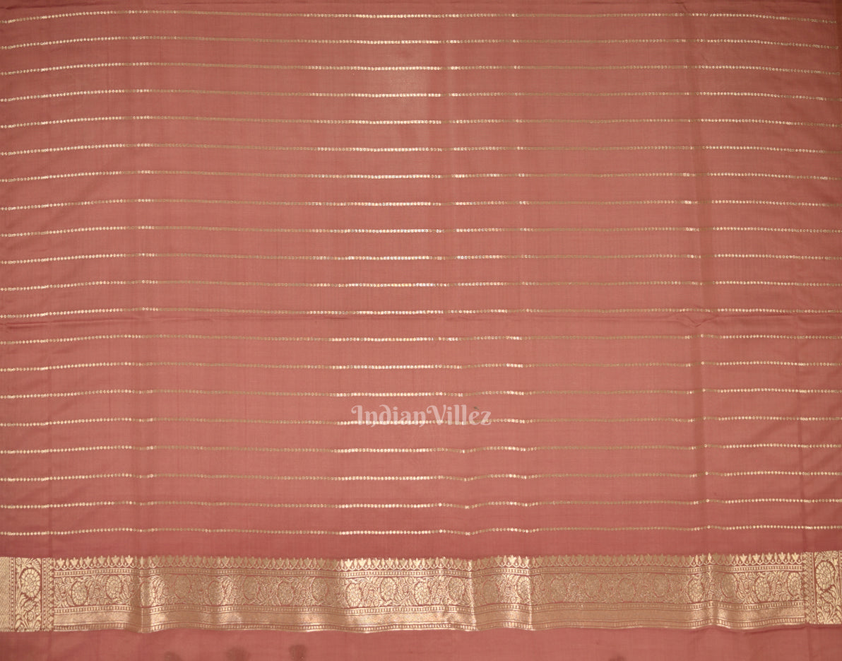 Luxurious Peach Pink Meenakari Pure Mashru Satin Silk Banarasi Saree