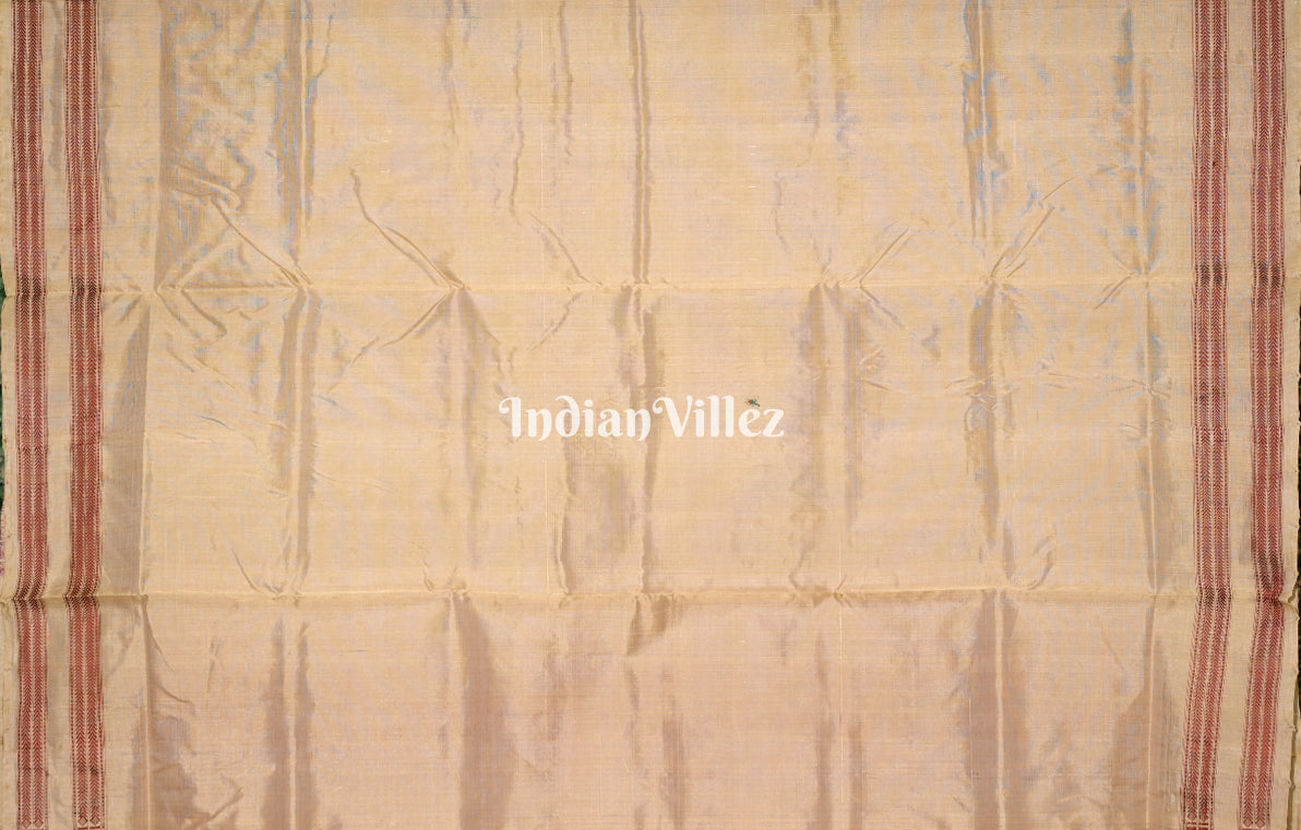 Maroon Beige Hazarbuti Odisha Ikat Tussar Silk Saree