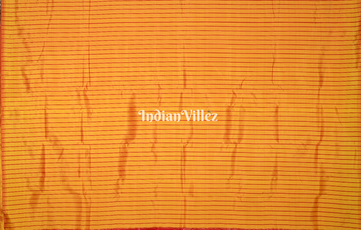 Rani Pink Mustard Yellow Veena Motif Contemporary Designer Silk Saree