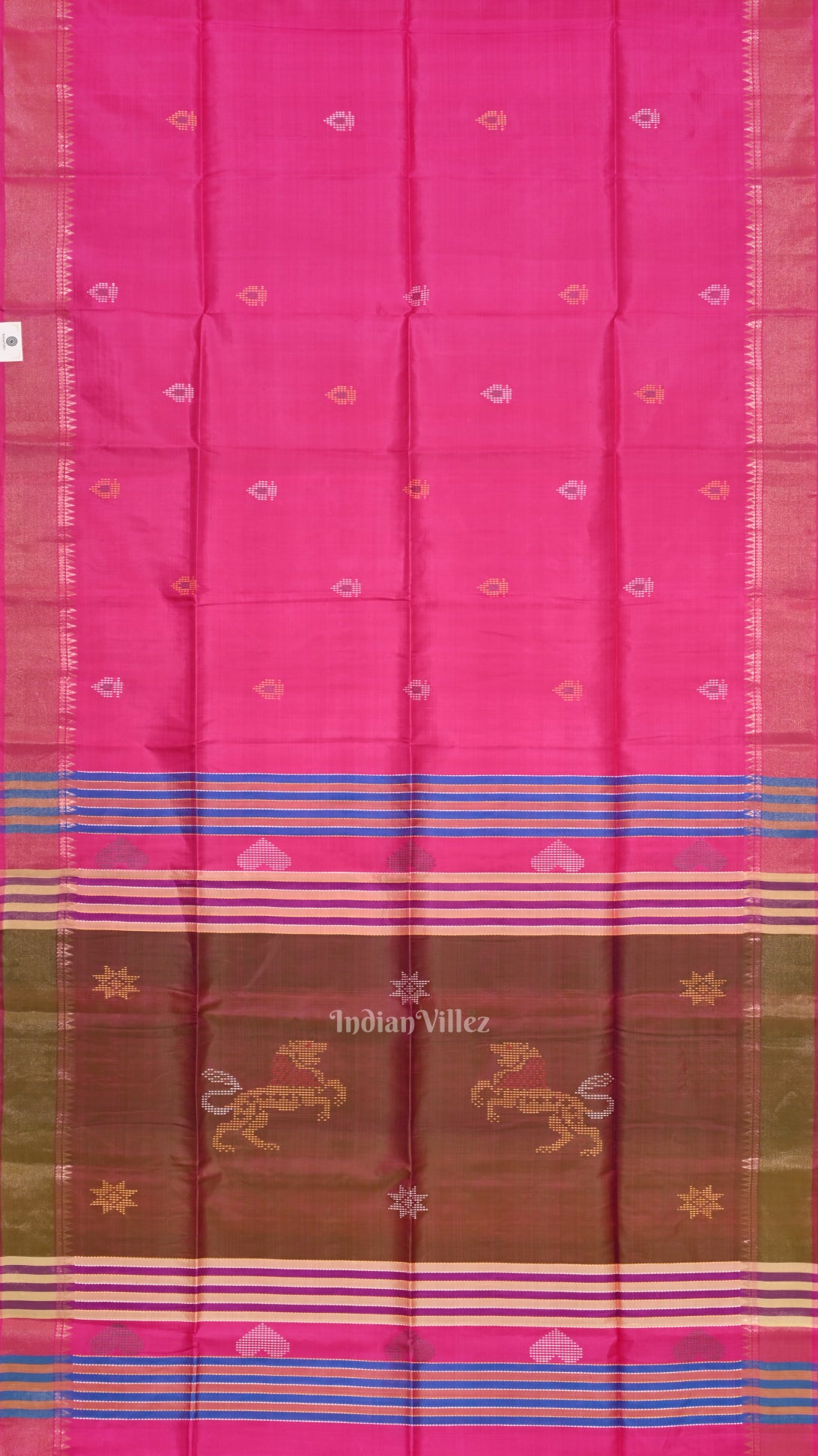 Rani Pink Pure Bishnupuri Silk Saree 