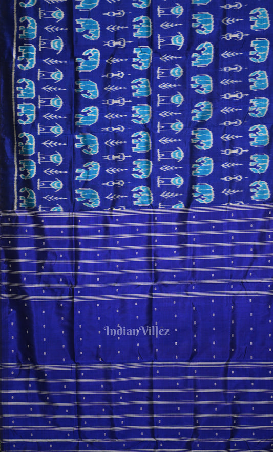 Blue Tribal Theme Odisha Ikat Contemporary Designer Silk Saree 