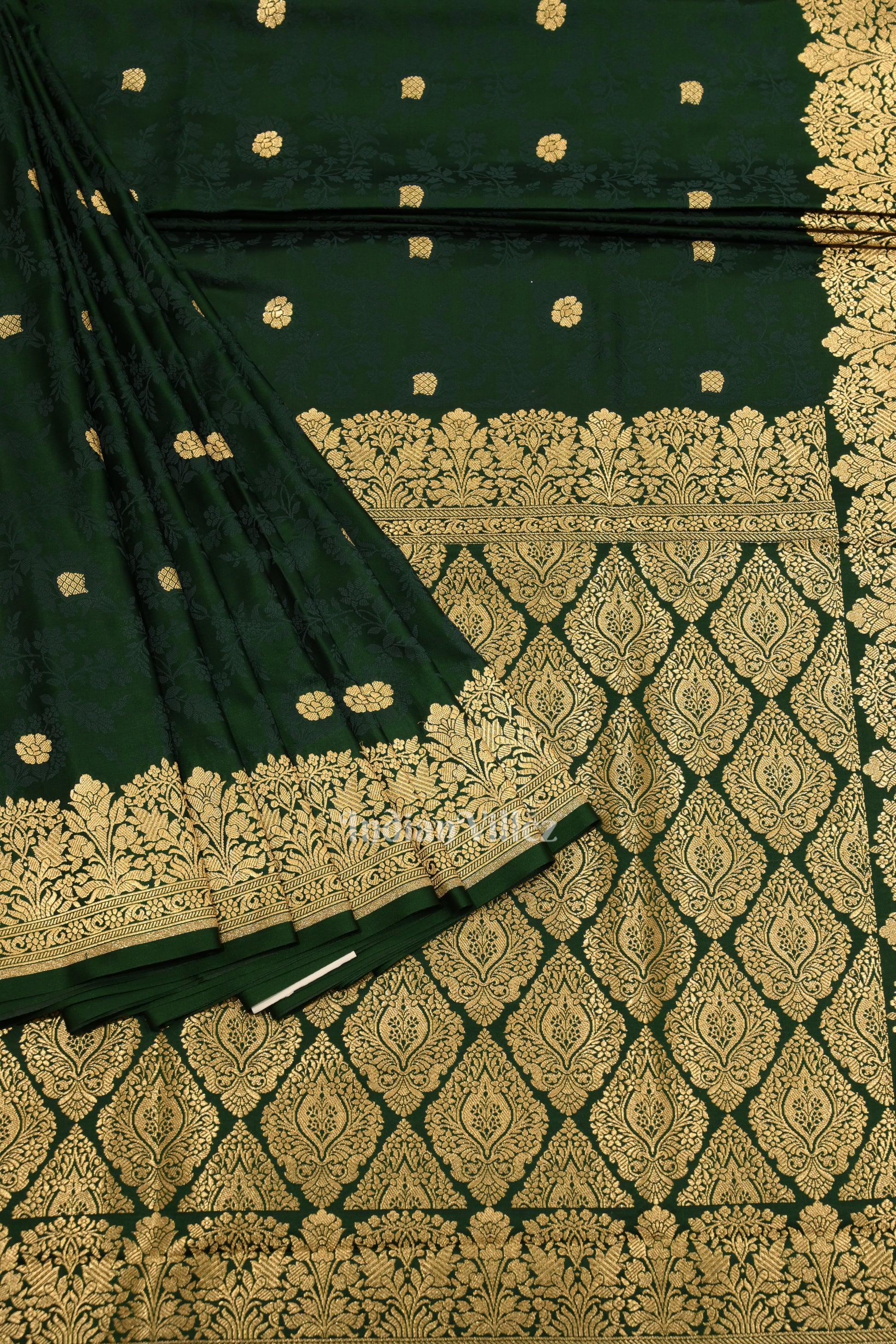 Exclusive Deep Green Soft Pure Mashru Satin Silk Banarasi Saree 