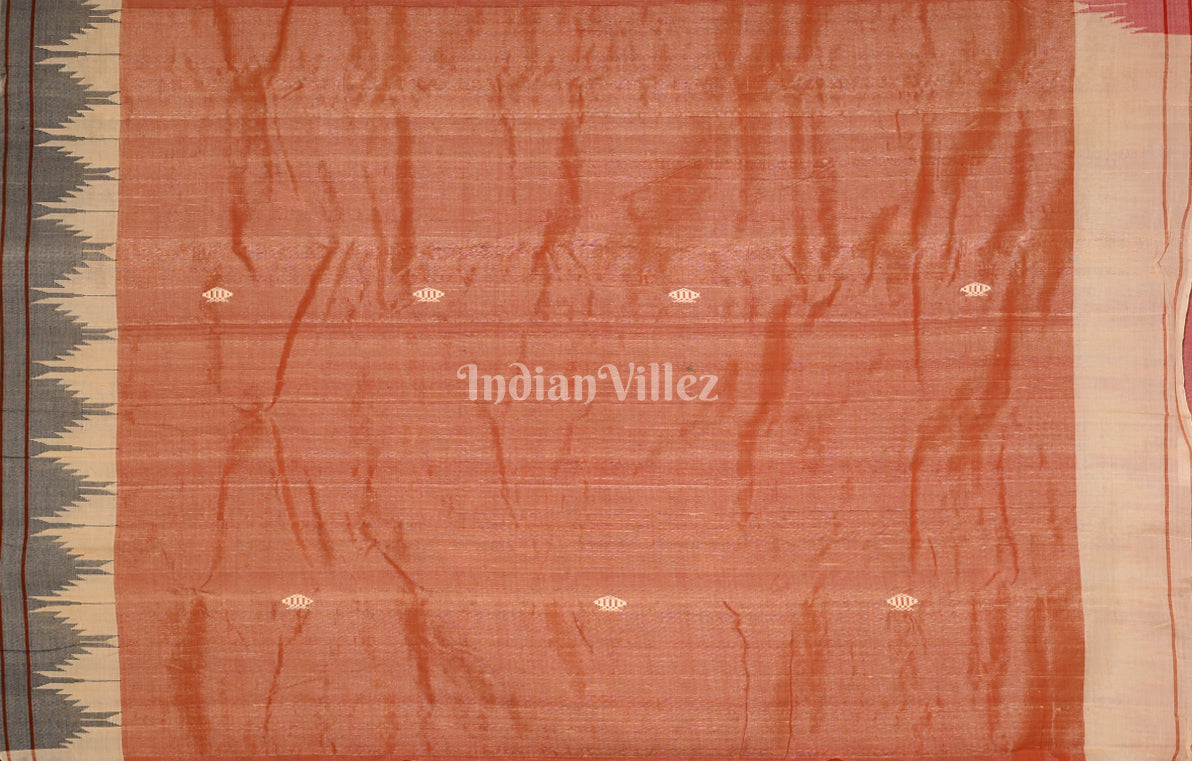 Burnt Orange Odisha Handloom Natural Dye Kotpad Tussar Saree