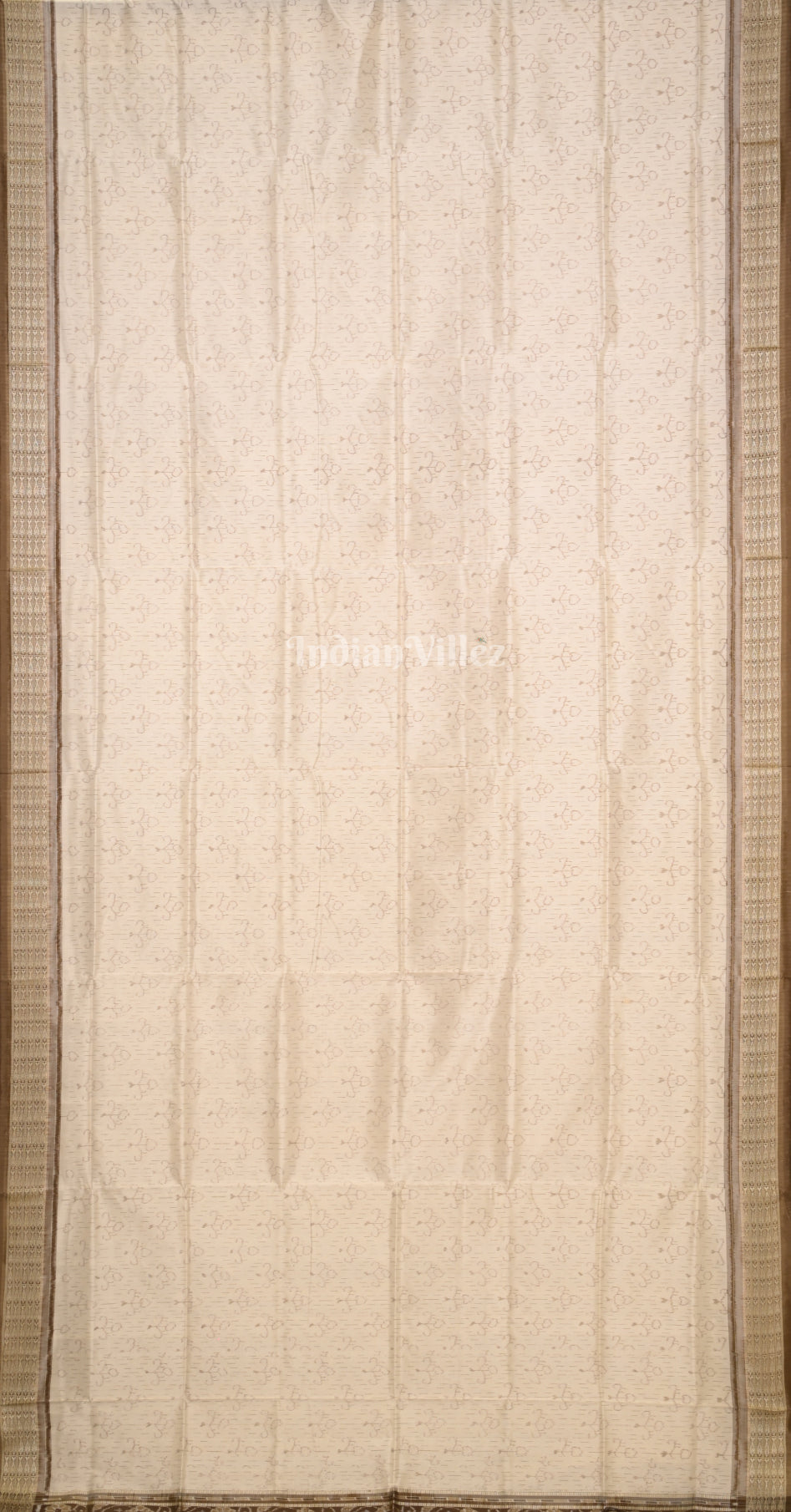 Off White Brown Tribal Motif Odisha Ikat Sambalpuri Silk Saree 