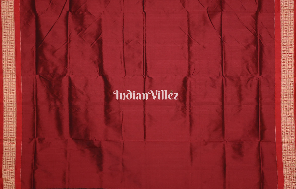 Coffee Maroon Tribal Motif Odisha Ikat Sambalpuri Silk Saree 
