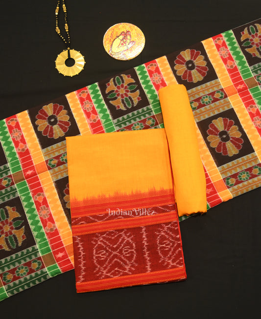 Multi Color Utkalaxmi Odisha Ikat Sambalpuri Dress Material & Dupatta