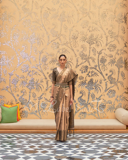 Golden Pure Tissue Kanjivaram Silk Saree - Exclusive Bridal Collection