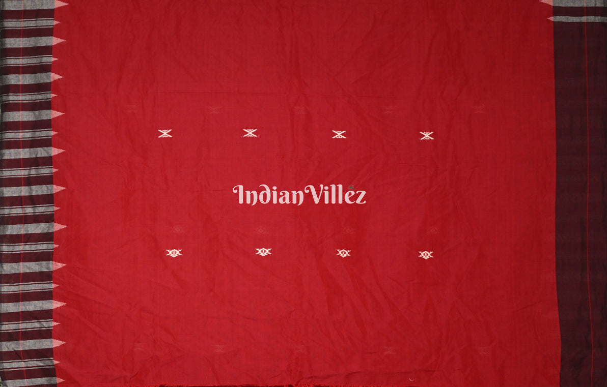 Maroon Odisha Handloom Natural Dye Kotpad Cotton Saree 