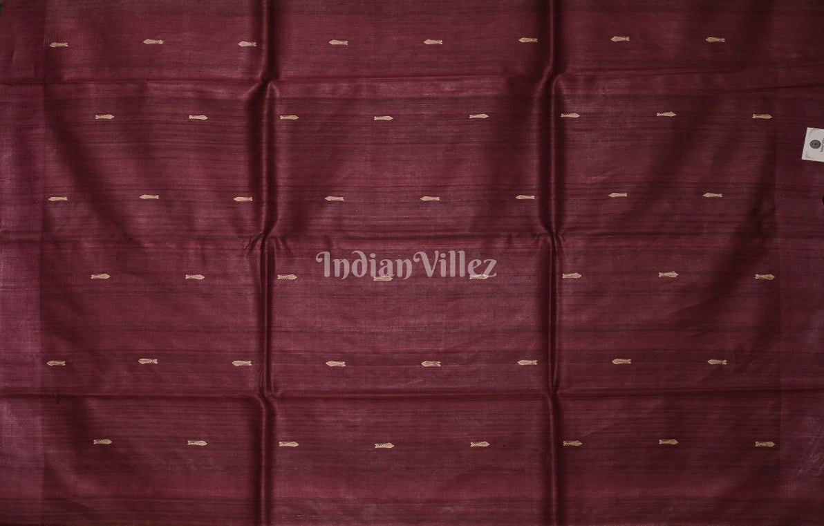 Beige Coffee Fish Motif Fine Gopalpur  Double Pallu Tussar Silk Saree