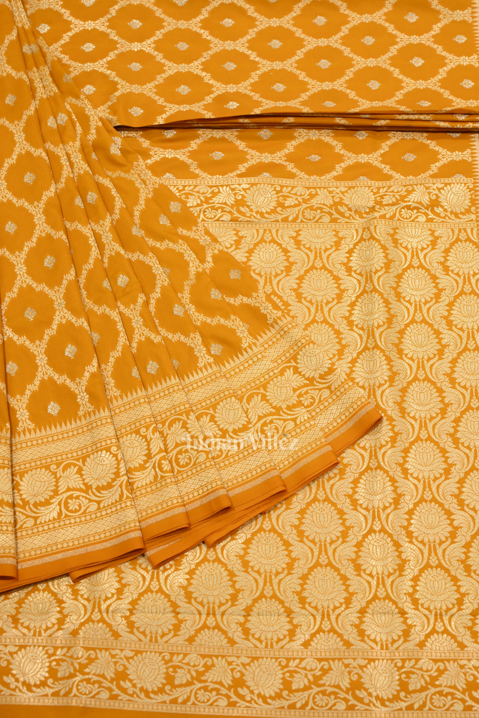 Exclusive Mustard Yellow Soft Pure Mashru Satin Silk Banarasi Saree