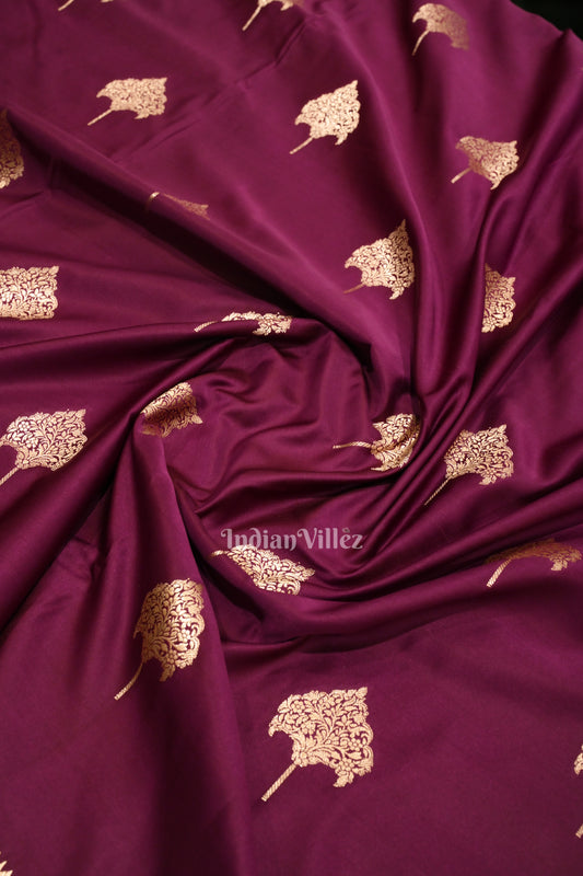 Exclusive Purple Soft Pure Mashru Satin Silk Banarasi Saree 