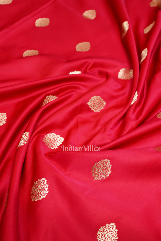 Exclusive Bridal Rose Pink Soft Pure Mashru Satin Silk Banarasi Saree 
