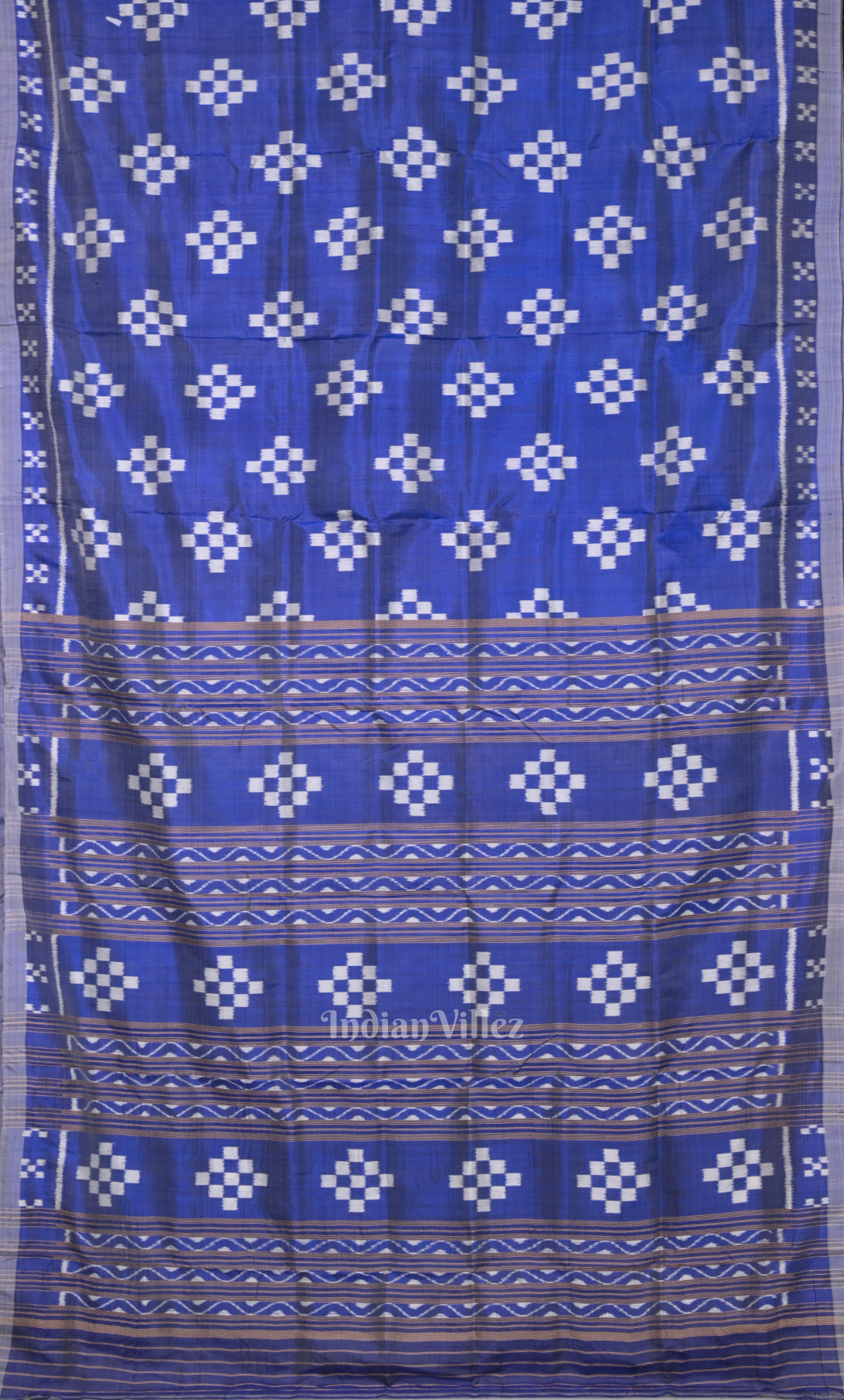Royal Blue White Pasapali Odisha Ikat Contemporary Designer Silk Saree 