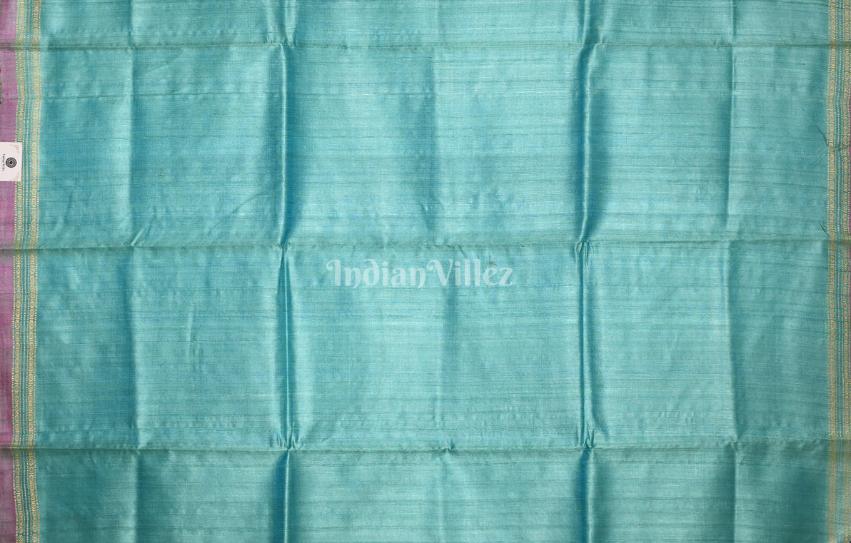 Teal Blue Green Gopalpur Tussar Silk Saree 