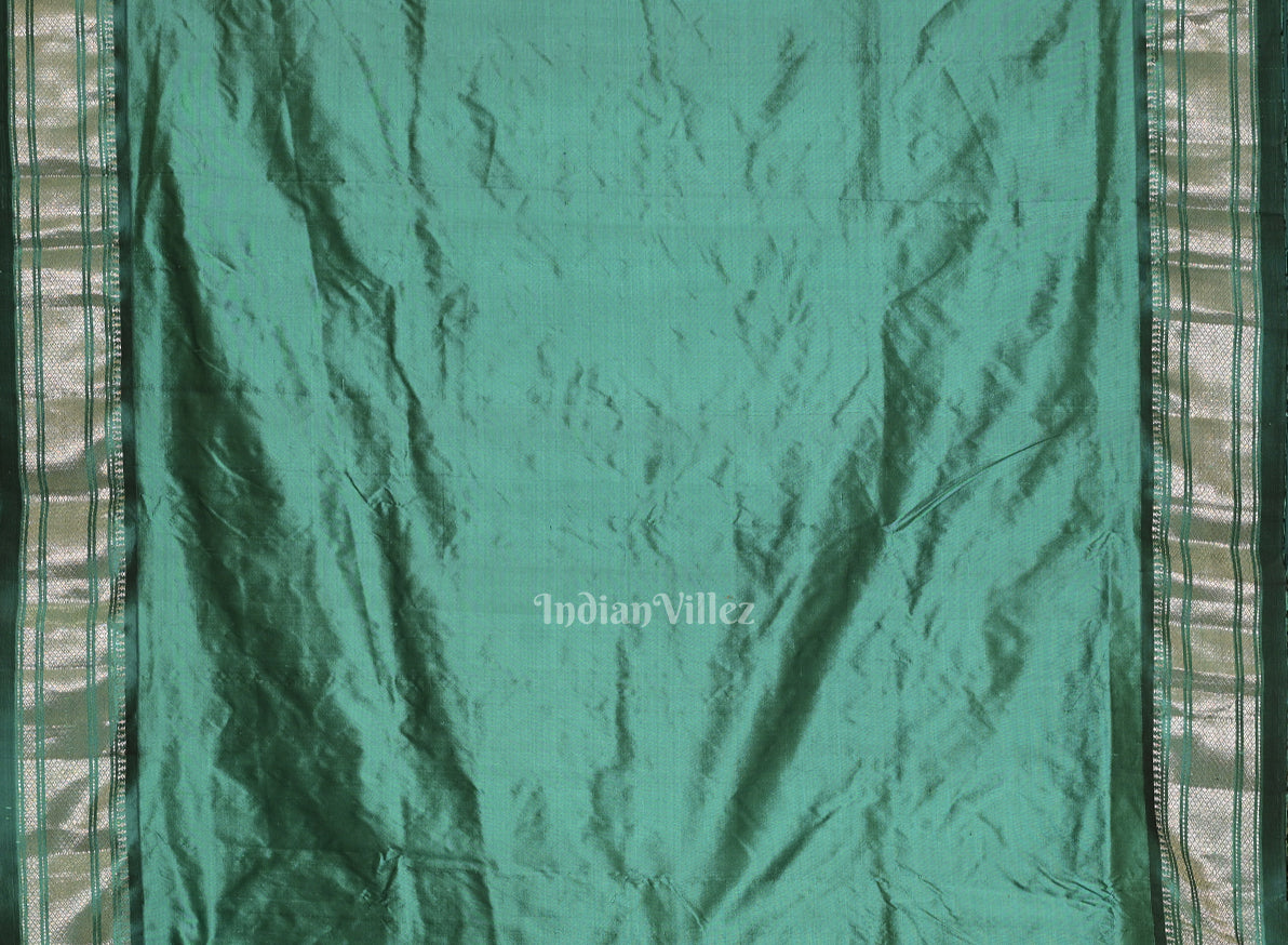  Teal Blue Peacock Butti Silk paithani Saree
