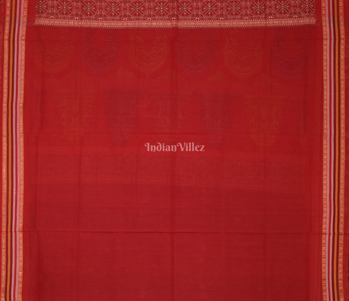 Blue Red Dolabedi  Sambalpuri Ikat Cotton Saree