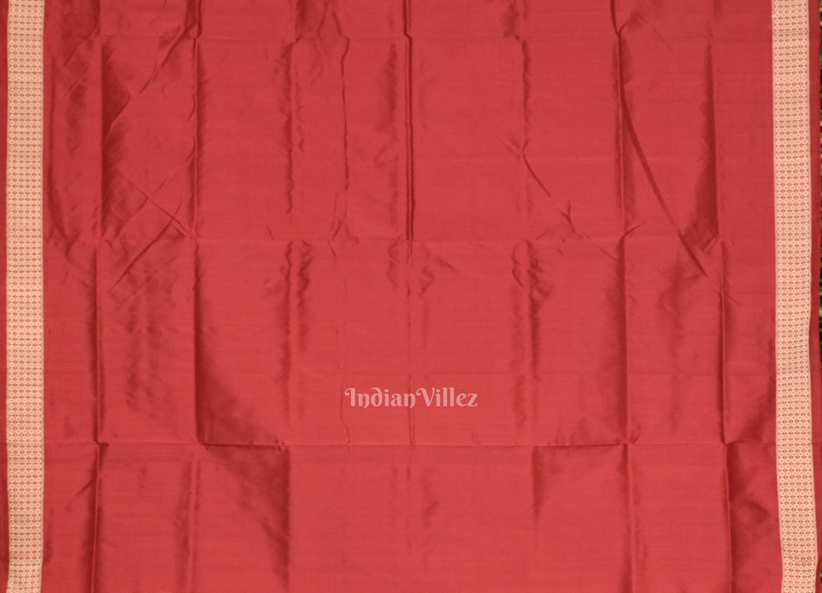 Brown Red Dual Tone Pasapali Odisha Ikat Sambalpuri Silk Saree 