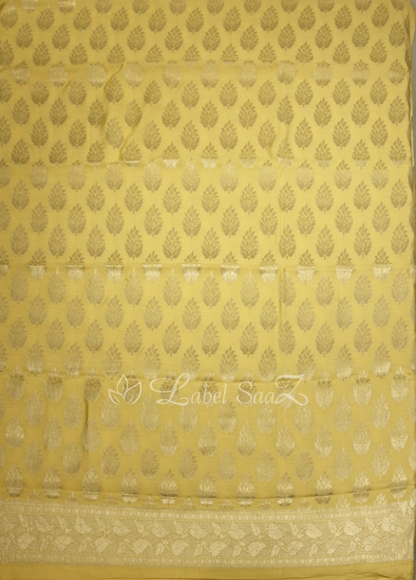 Lemon Yellow Banarasi Chanderi Silk Unstitched Salwar Suit 