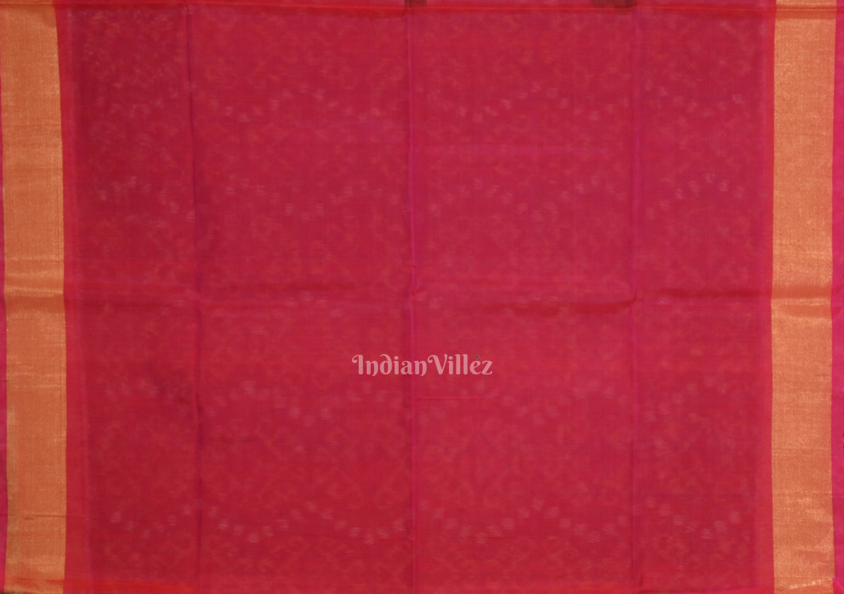 Black Pink Pochampally  Ikat Sico Saree(Silk & Cotton) with Zari Border