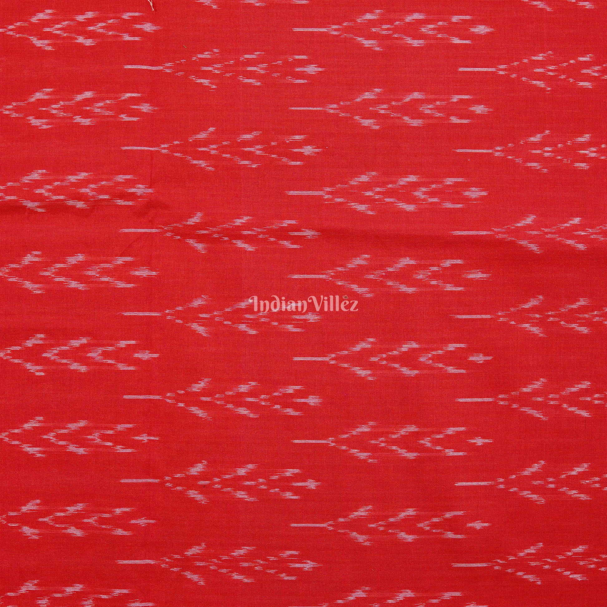 Red Handwoven Pochampally Ikat Cotton Fabric