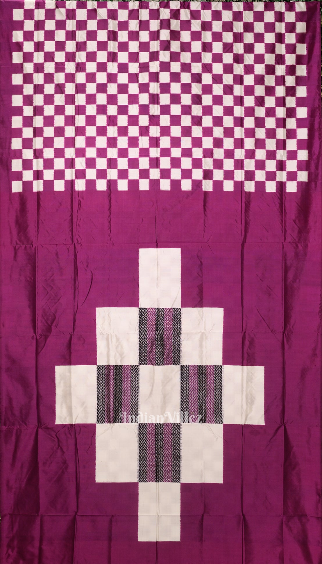 White Purple Odisha Ikat Pasapali Sambalpuri Silk Saree