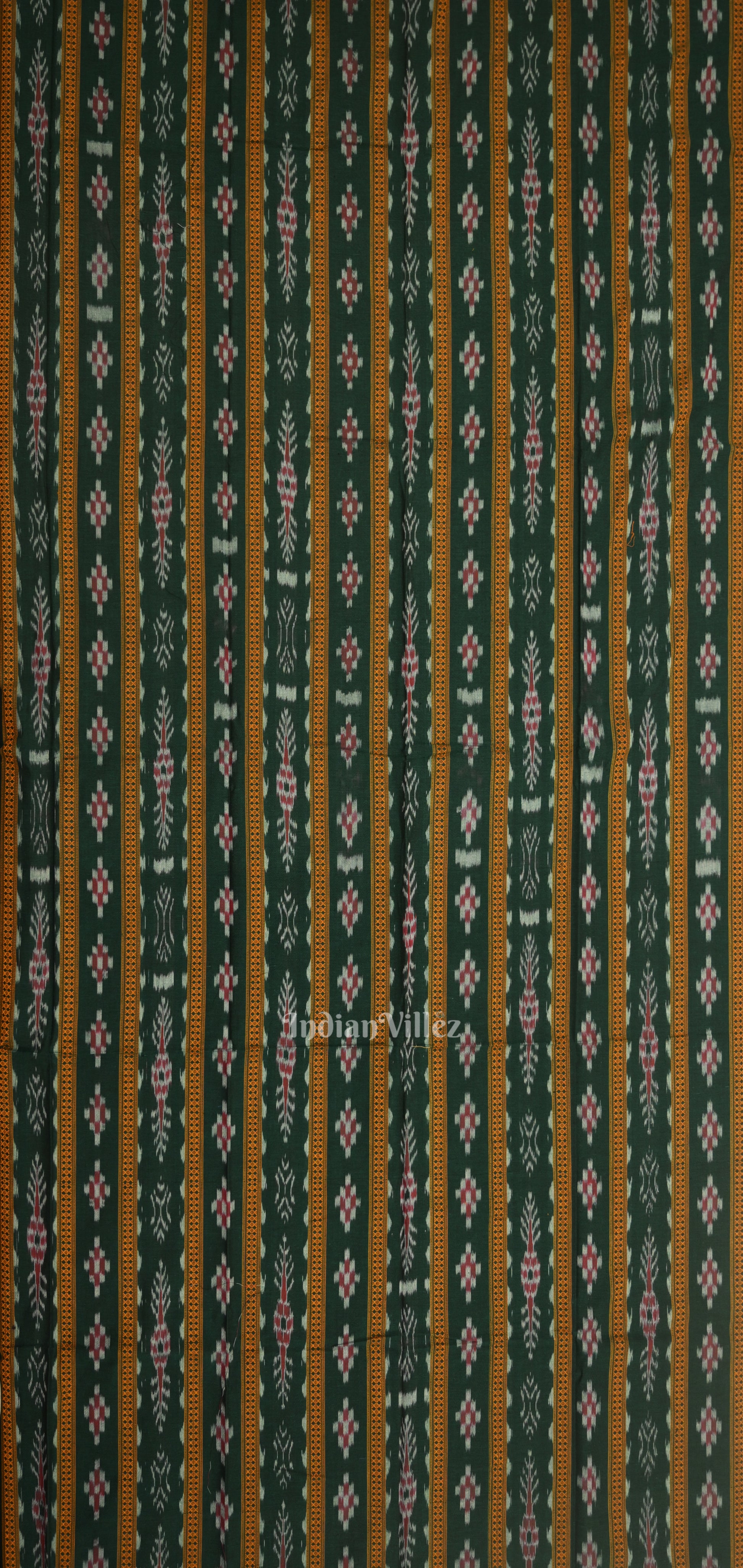 Green Yellow Pasapali Sambalpuri Cotton Dress set with Dupatta 