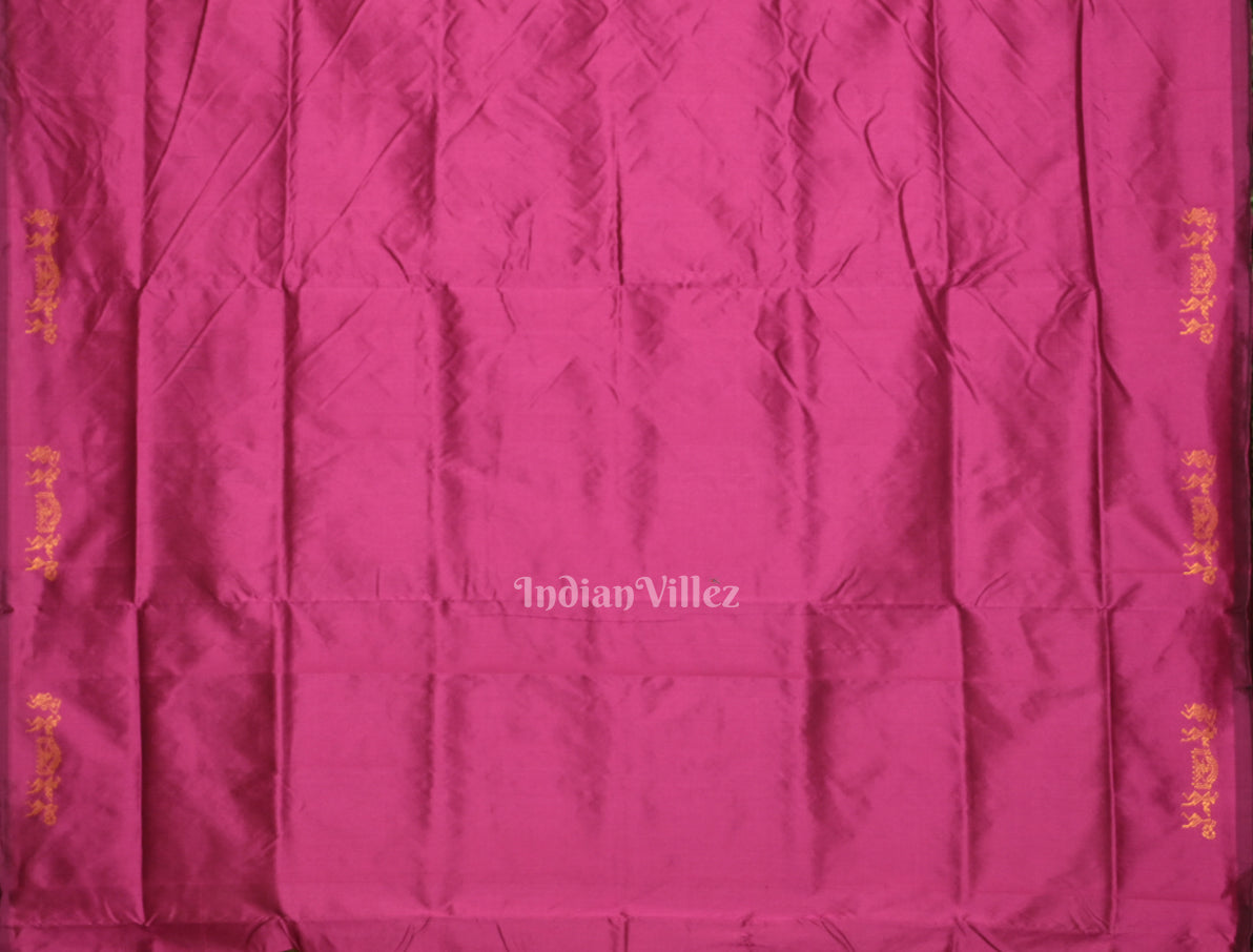 Olive Green Tribal Doli Sawari Odisha Ikat Bomkai Sambalpuri Silk Saree 