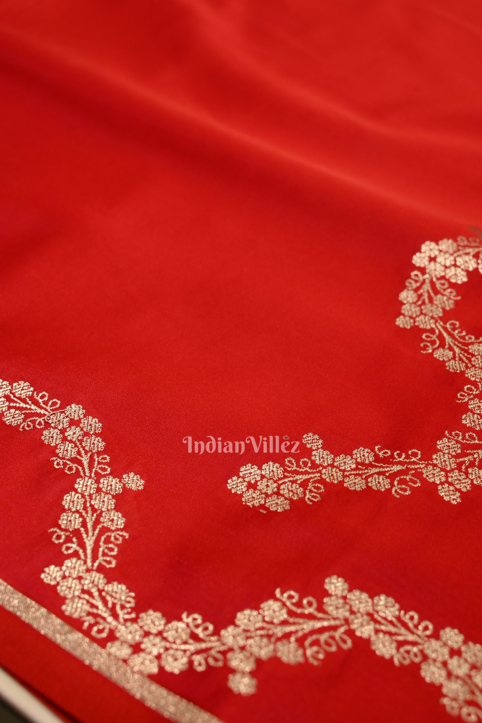 Cherry Red Bridal Soft Pure Mashru Satin Silk Banarasi Saree
