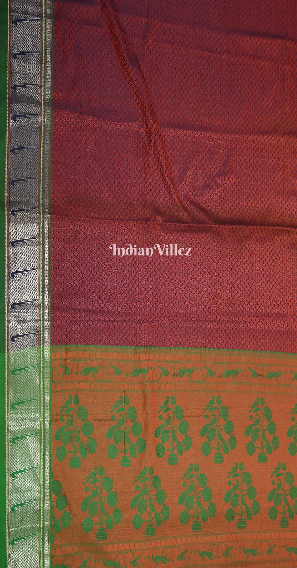 Maroon Green Kanjivaram Silk Saree 