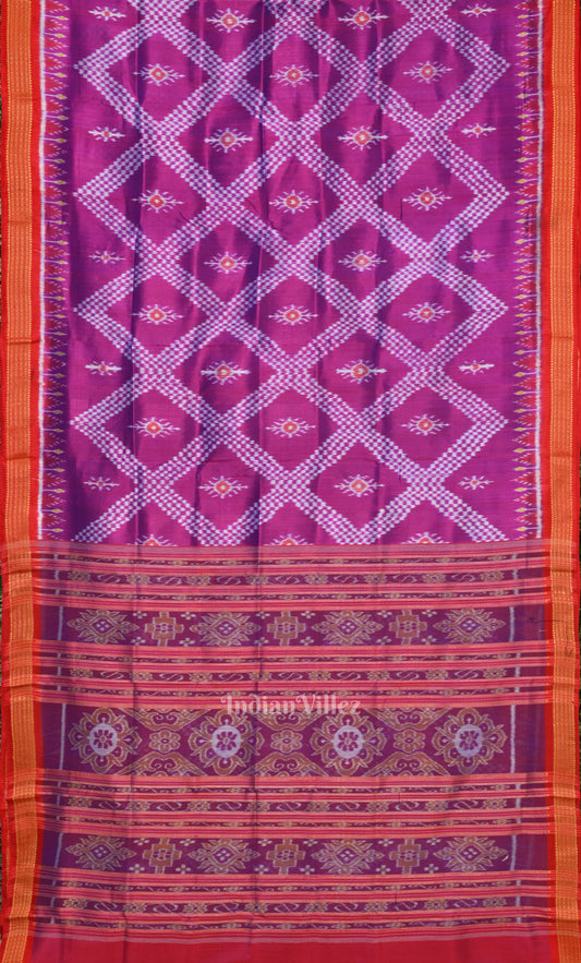 Purple Red Tarabali  Odisha Ikat Khandua Silk Saree