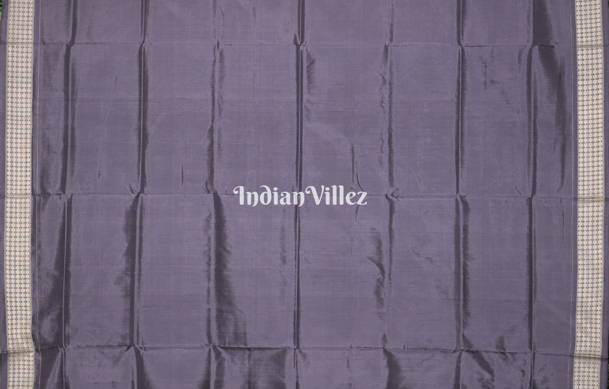 Black Grey Tribal Motif Odisha Ikat Sambalpuri Silk Saree 