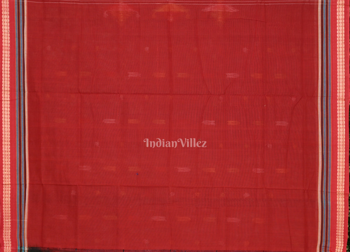 Teal Blue Fish Motif  Odisha Ikat Bomkai Cotton Saree 