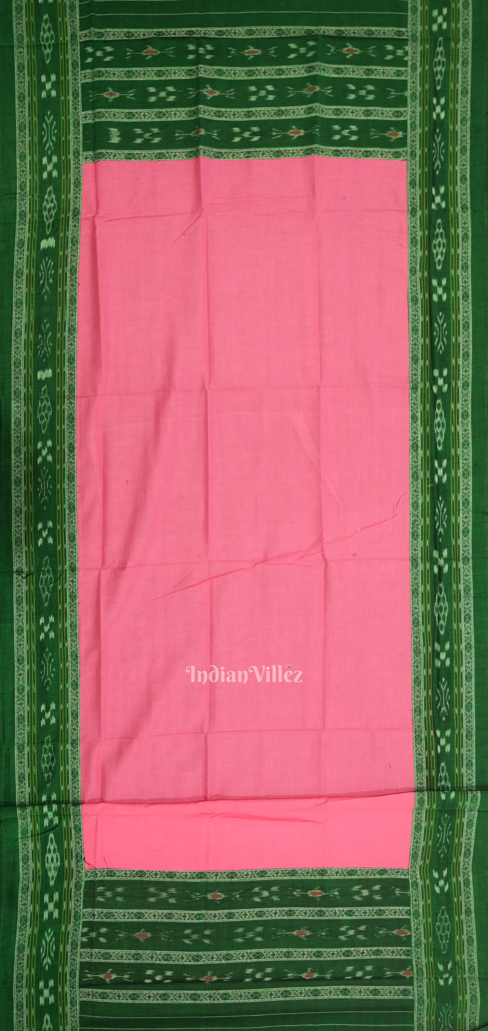 Forest Green Pink Pasapali Sambalpuri Cotton Dress set with Dupatta 